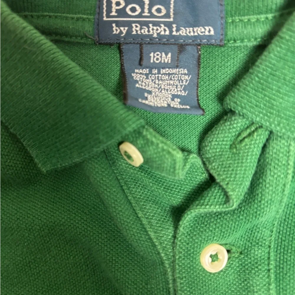 Polo Ralph Lauren Baby Boys Long Sleeve Green Polo Shirt 18M Orange Pony